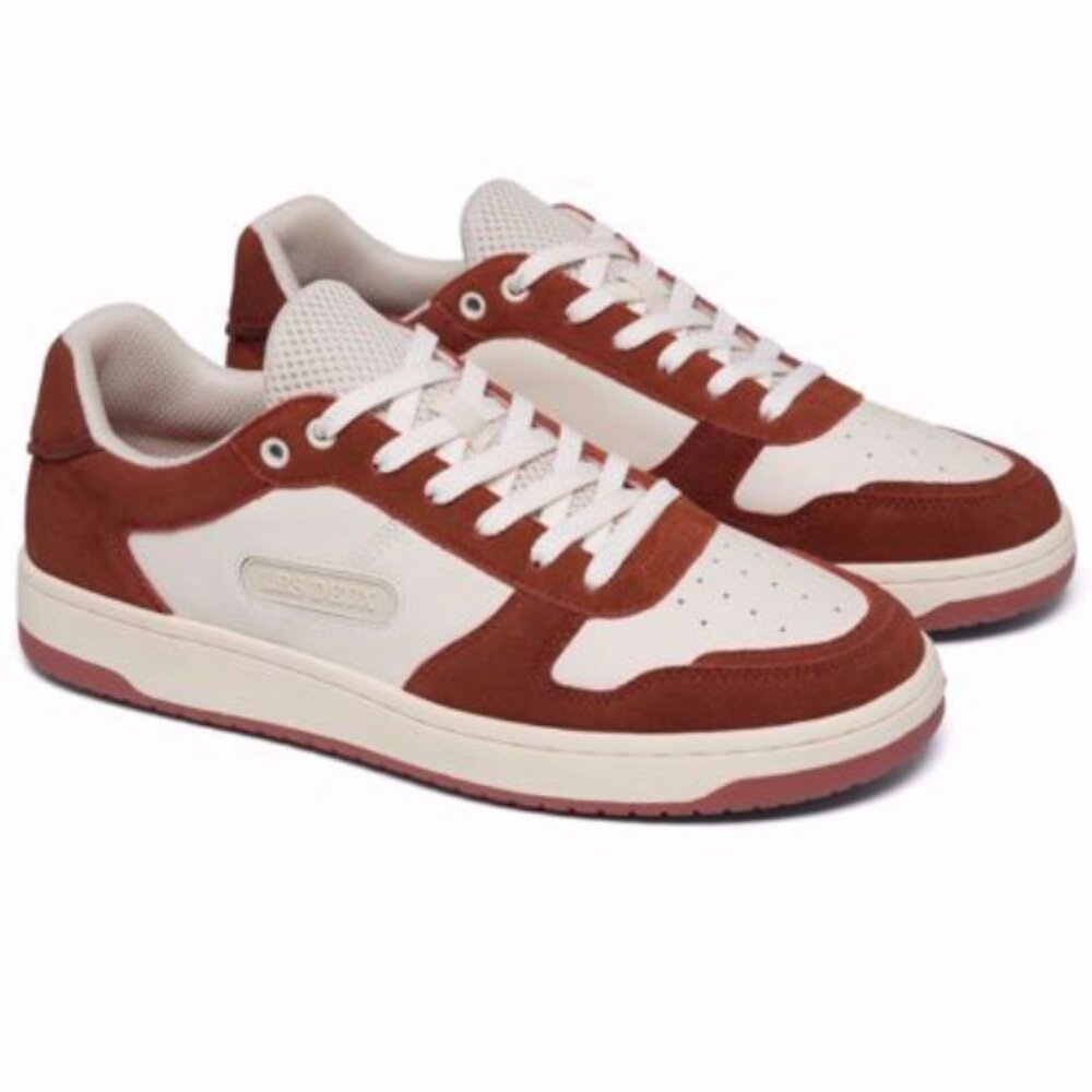 Les Deux Red and White Suede/Leather Sneakers in Size 43